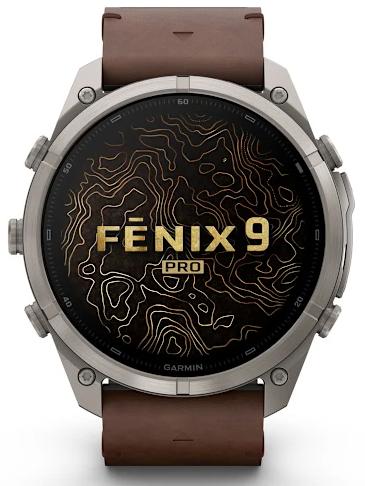 Умные часы Garmin Fenix 9 Pro AMOLED 51мм inReach, титан с коричневым кожаным ремешком (010-04337-41)