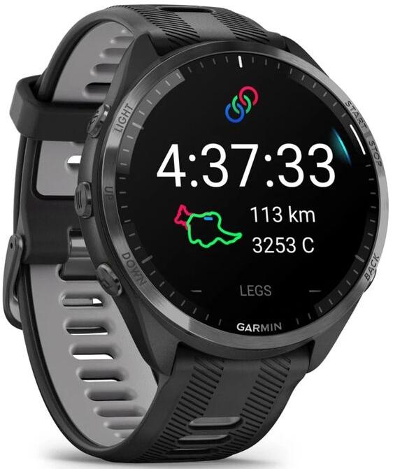 Умные часы Garmin Forerunner 965, темно-серый DLC титановый безель, с черным ремешком (010-02809-10)