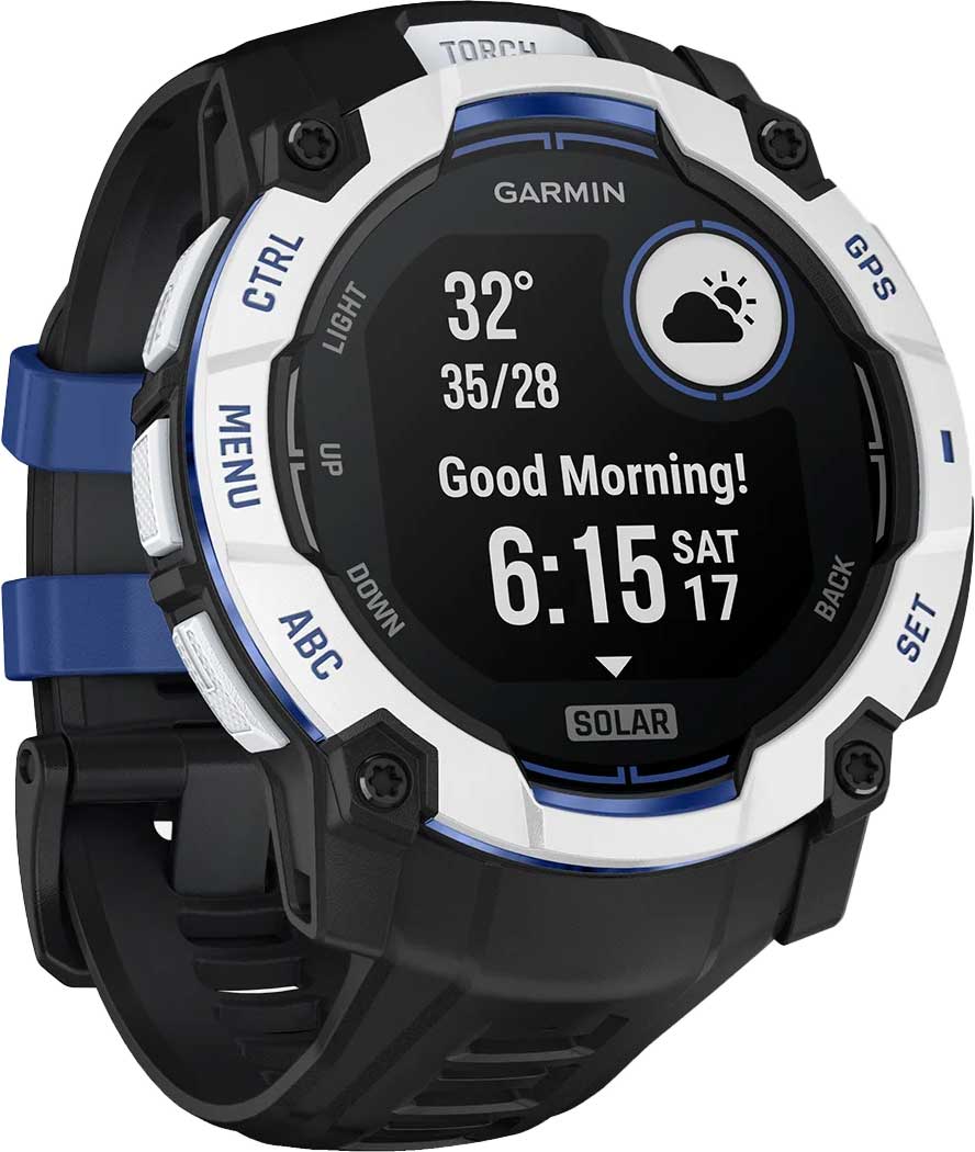 Garmin Instinct 3 50 mm Solar, Whitestone with Black/Bolt Blue Band (010-02935-03)