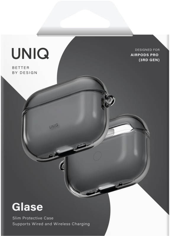 Uniq Glase Glossy для AirPods Pro 3, серый (AIRPODSPRO3-GLSGSMK)