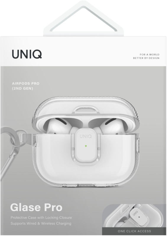 Uniq Glase PRO TPU Lock Glossy для AirPods Pro 2, прозрачный (AIRPODSPRO2-GLSPGCLR)