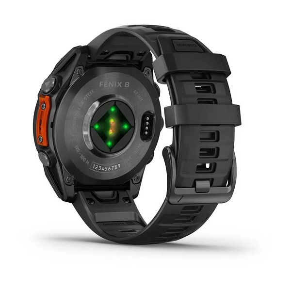 Garmin Fenix 8 47mm Amoled Sapphire Carbon, Gray DLC Titanium with Black Pebble Gray Silicone Band (010-02904-20)
