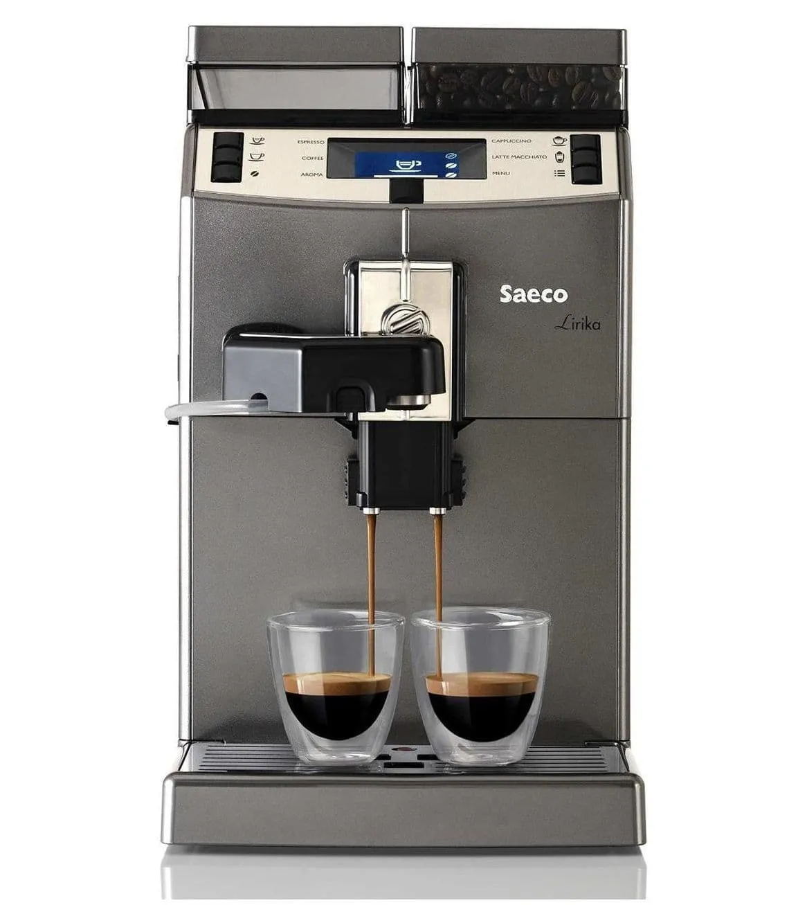 Saeco Lirika One Touch Cappuccino, серебристый/черный