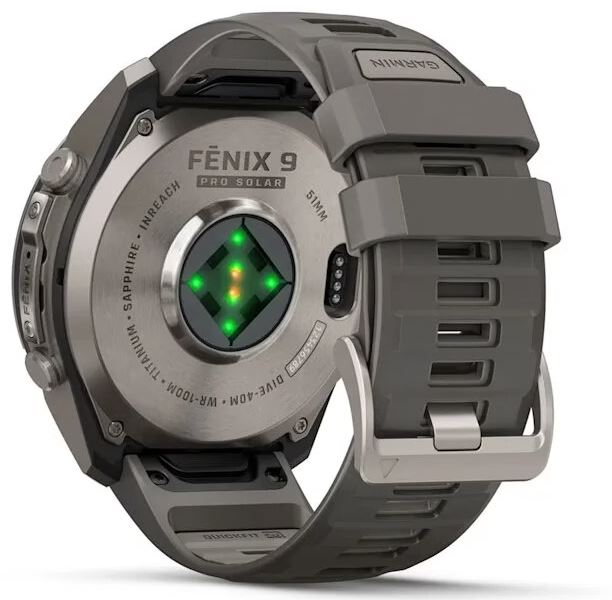 Garmin Fenix 9 Pro Solar 51мм inReach Titanium with Pebble Grey Silicone Band (010-04339-01)