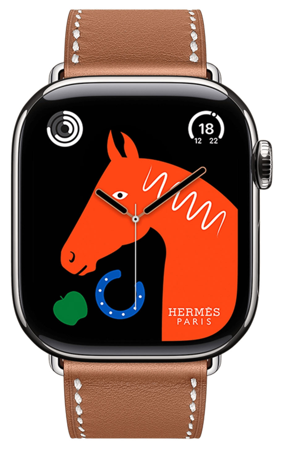 Apple Watch Hermes Series 11 42 mm Titanium Case with Single tour band, Gold Swift calfskin (коричневый)