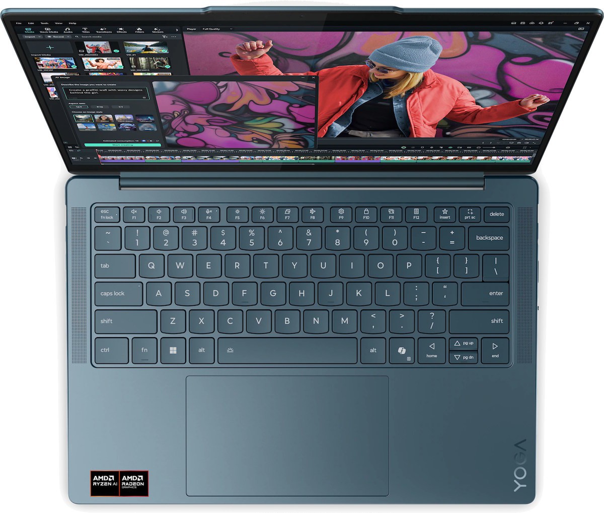 Ноутбук Lenovo Yoga Slim 7 14AKP10 14" (AMD Ryzen AI 5 340, AMD Radeon 840M) 16ГБ, 1ТБ, Win 11 Home, бирюзовый (83JY0009RK)