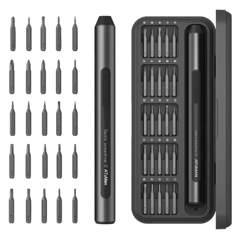 Электрическая отвертка Xiaomi ATuMan Duka E1 Electric Precise Screwdriver Set (25 бит), черный
