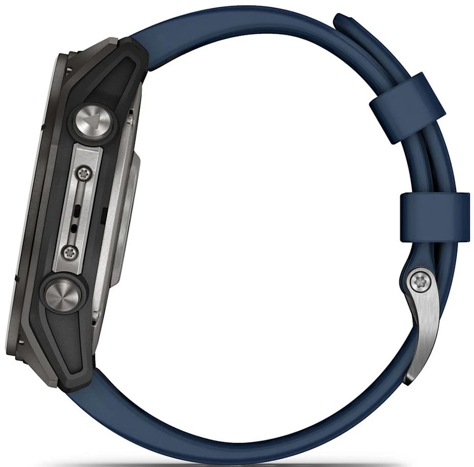 Смарт-часы Garmin Quatix 8 47mm AMOLED Sapphire, титановые с синим ремешком (010-02904-51)