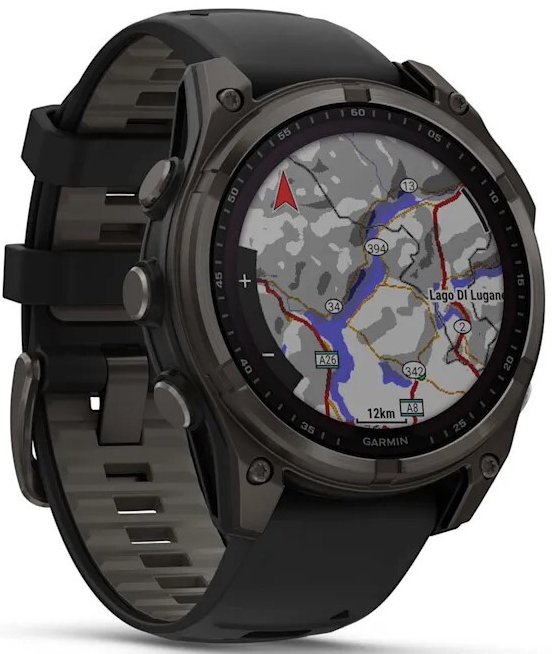 Garmin Fenix 8 47mm Solar, Sapphire, титановый угольно-серый DLC с черным ремешком (010-02906-11)