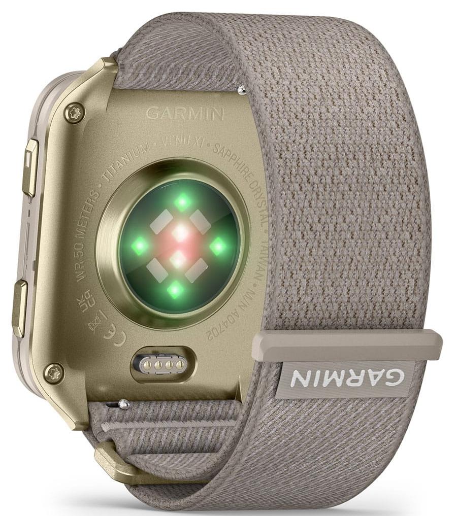 Умные часы Garmin Venu X1, золотистый титан и серый нейлоновый ремешок (010-02980-09)