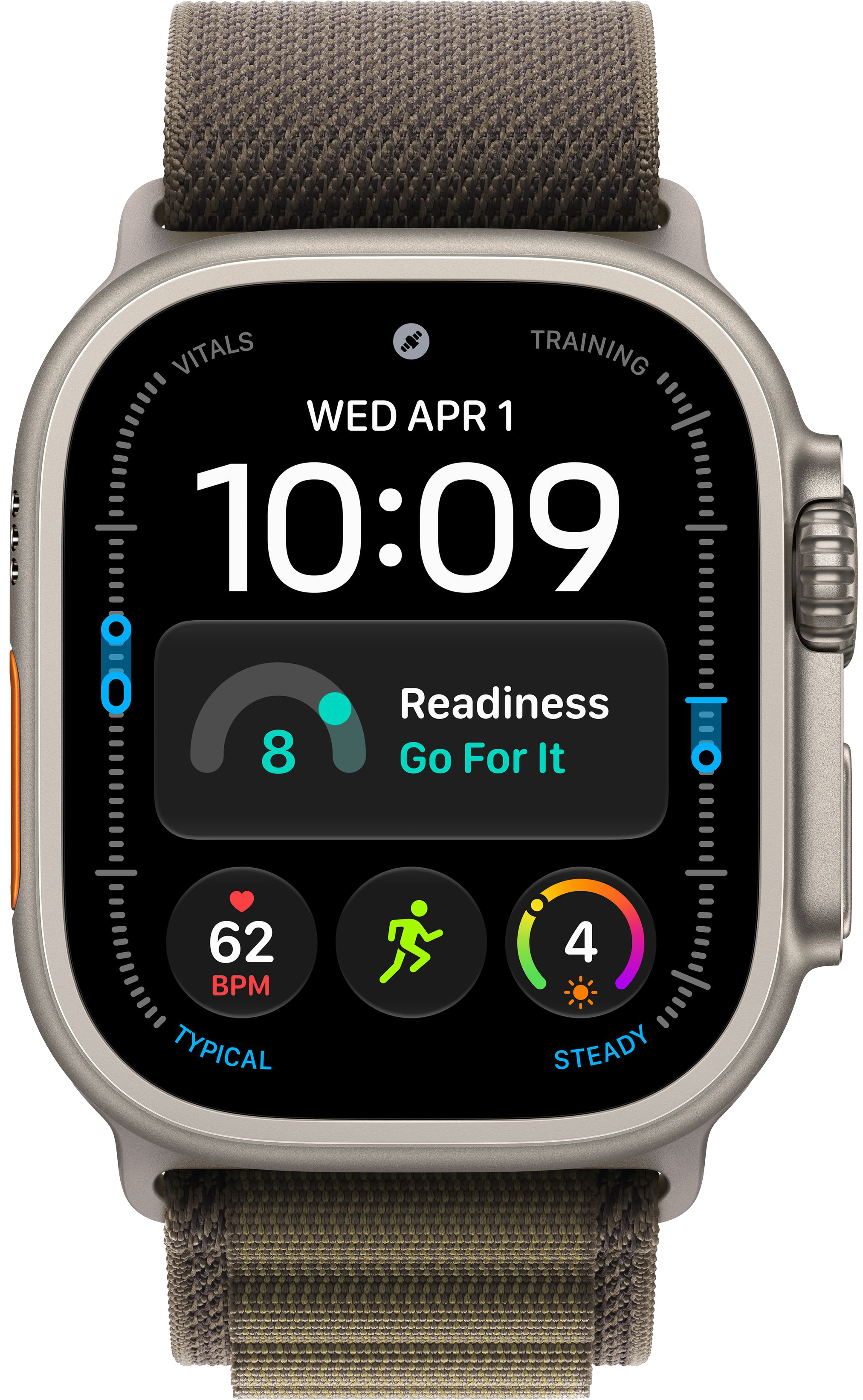 Apple Watch Ultra 4 (2026) 49mm Natural Titanium Case with Dark Olive Alpine Loop Large