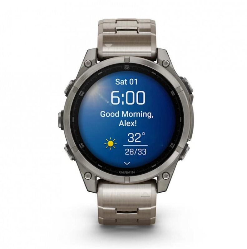 Часы Garmin Fenix 8 47mm Amoled Sapphire Titanium, светло-серый, титановый ремешок (010-02904-40)