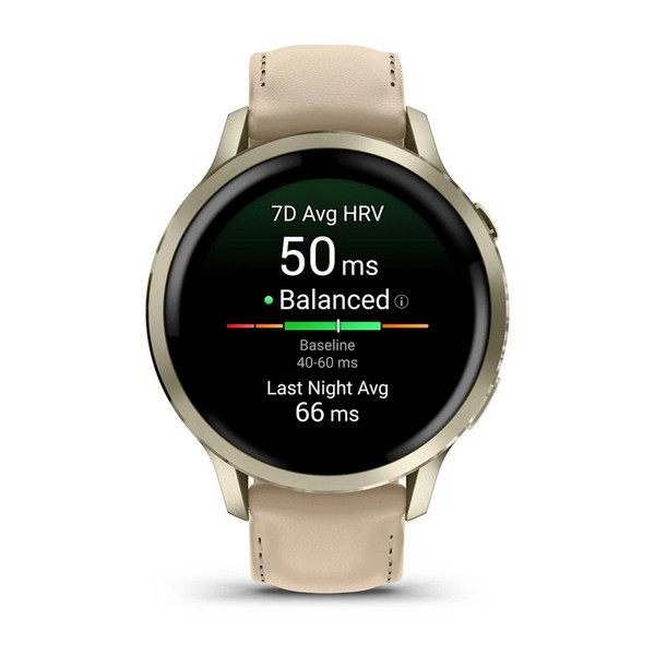 Garmin Venu 4 41mm Lunar Gold with Bone Silicone Band and Light Sand Leather Band (010-03013-03)