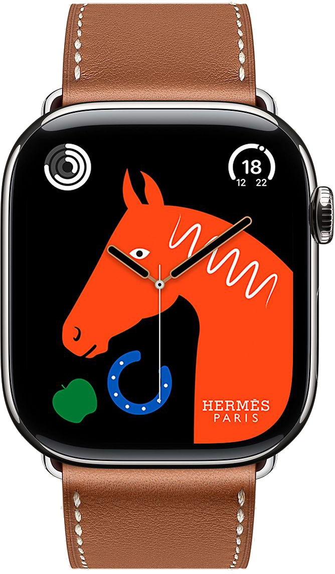 Apple Watch Hermes Series 10 46mm Silver Titanium Case with Single Tour, Gold