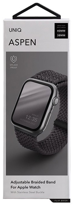 Плетеный ремешок Uniq Aspen Strap Braided для Apple Watch 40/41/42мм, серый