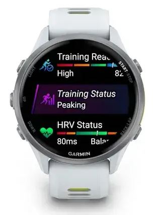 Garmin Forerunner 970 с серебристым безелем и желто-белым ремешком (010-02969-01)