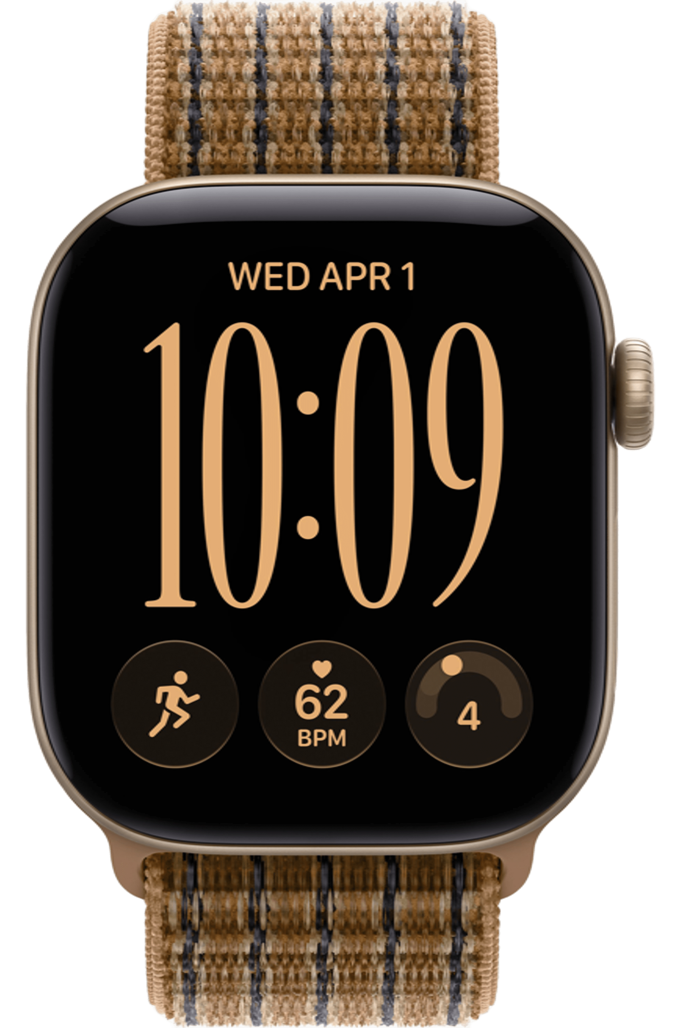 Apple Watch Series 12 46mm Light Gold Aluminum Case with Sport Loop Light Umber Plaid