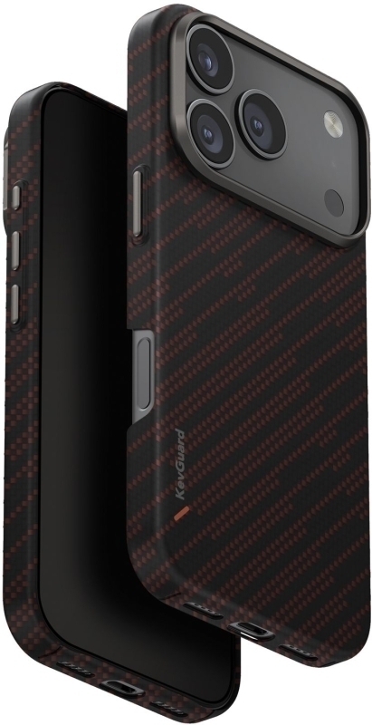 Uniq KEVA EDGE Full Kevlar Rust Magsafe для iPhone 17 Pro, бордовый (IP6.3P(2025)-KEVAEDMRORG)
