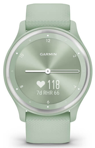 Умные часы Garmin Vivomove Sport, цвета мяты, серебристый безель, с силиконовым ремешком (010-02566-03)