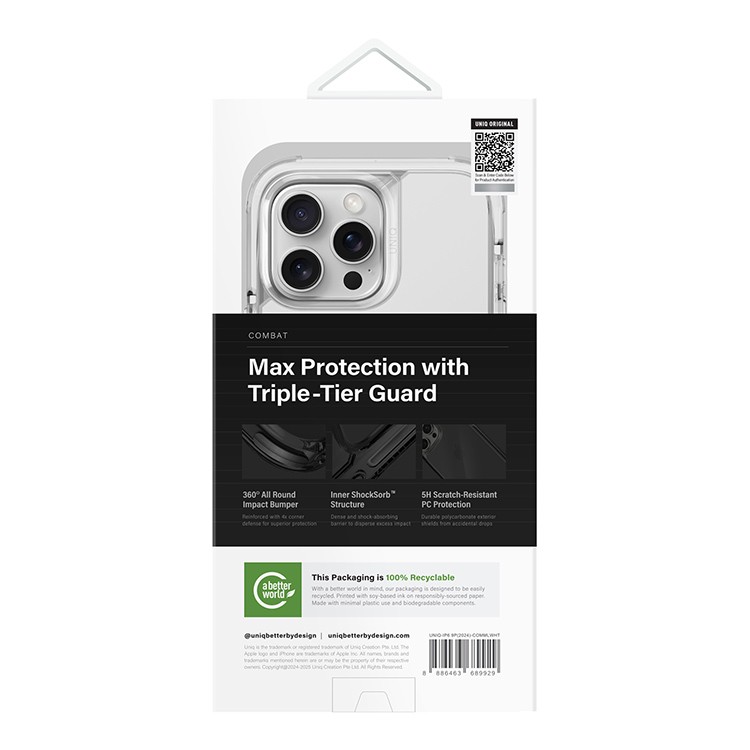 Чехол Uniq Combat с MagSafe для iPhone 16 Pro Max, Lume-White IP6.9P(2024)-COMMLWHT