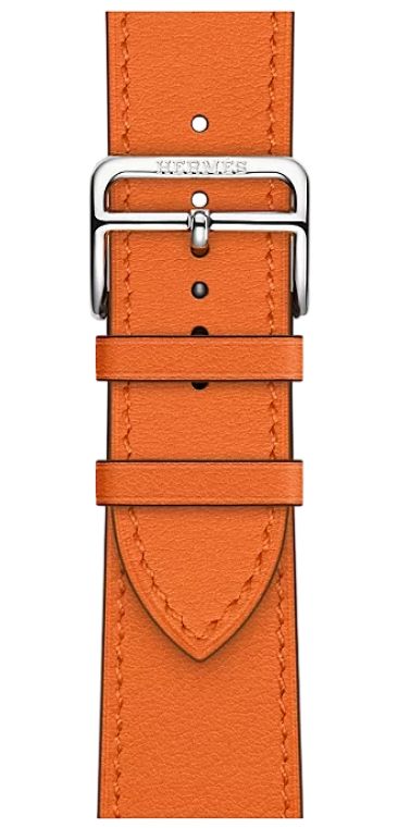 Apple Watch Hermes Series 11 46mm Silver Titanium Case with Single Tour, Orange