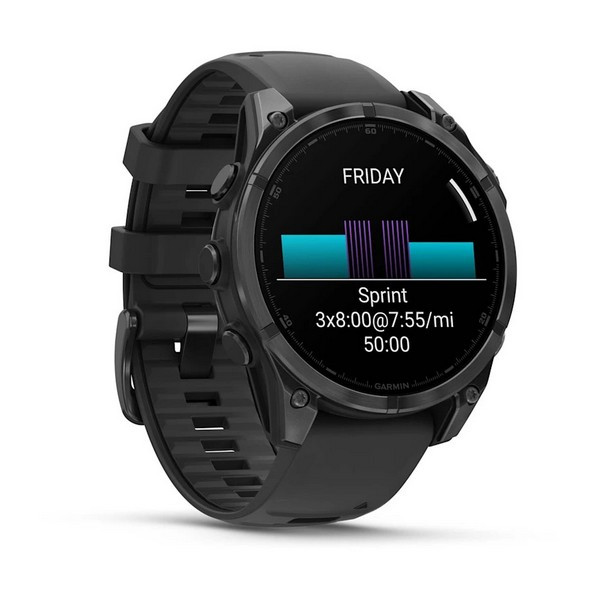 Garmin Fenix 8 47mm Amoled Sapphire Carbon, Gray DLC Titanium with Black Pebble Gray Silicone Band (010-02904-20)