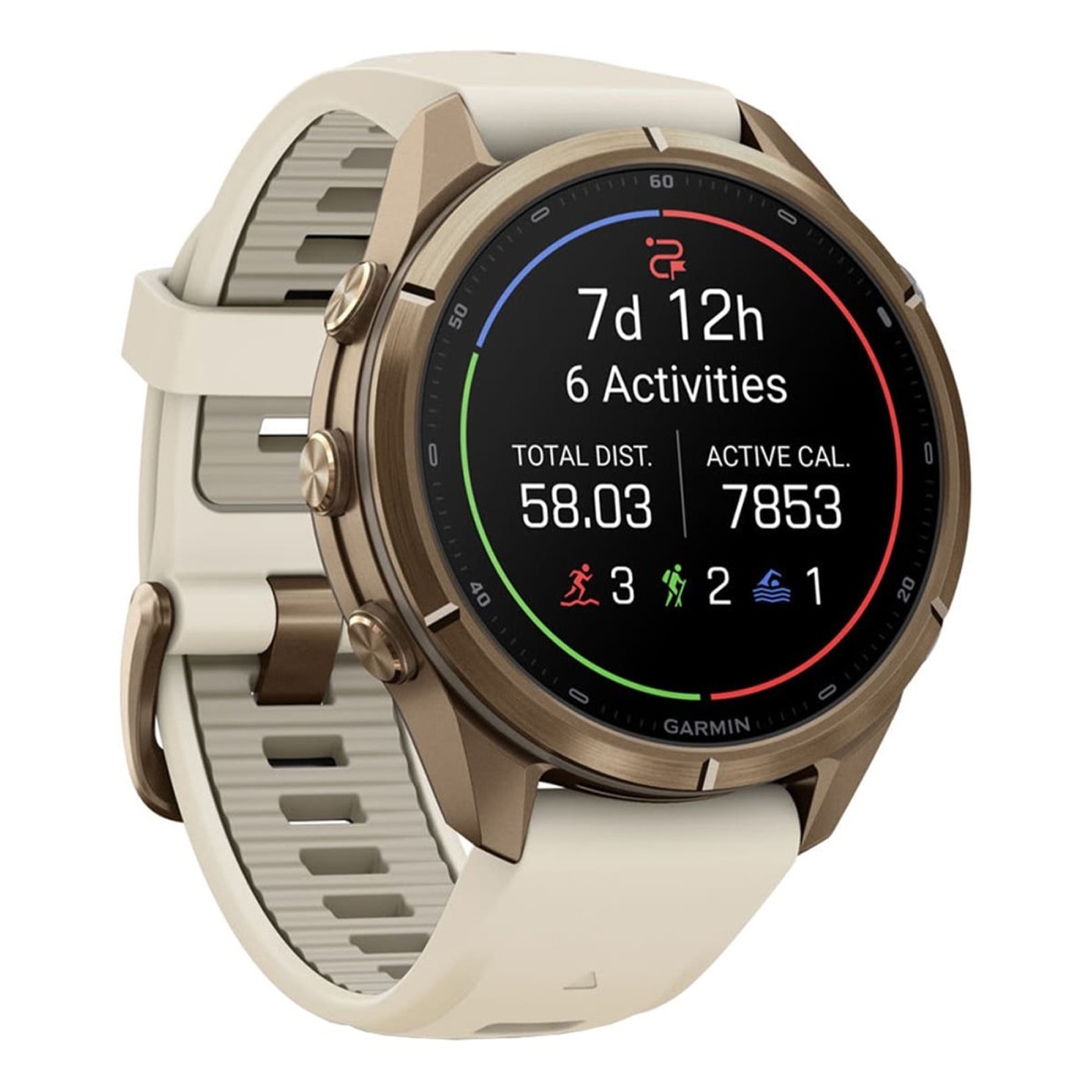 Garmin Fenix 9 Pro AMOLED 43мм inReach, Autumn Gold Titanium with Cream/French Grey Silicone Band (010-04335-01)