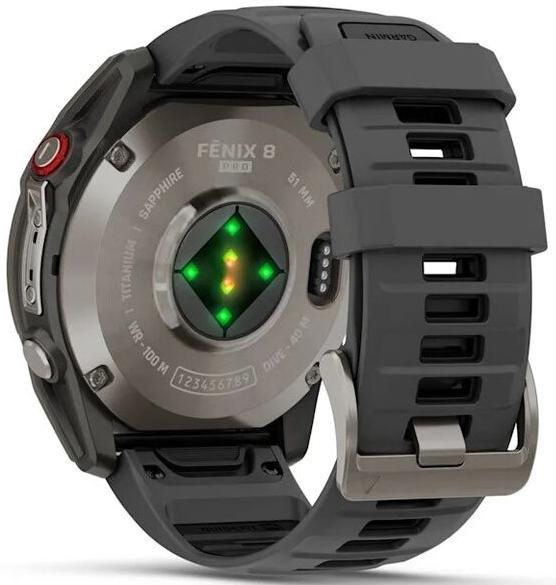 Смарт-часы Garmin Fenix 8 Pro 51 mm Amoled Sapphire Lens Titanium With Graphite/Black Silicone Band, серый (010-03199-11)