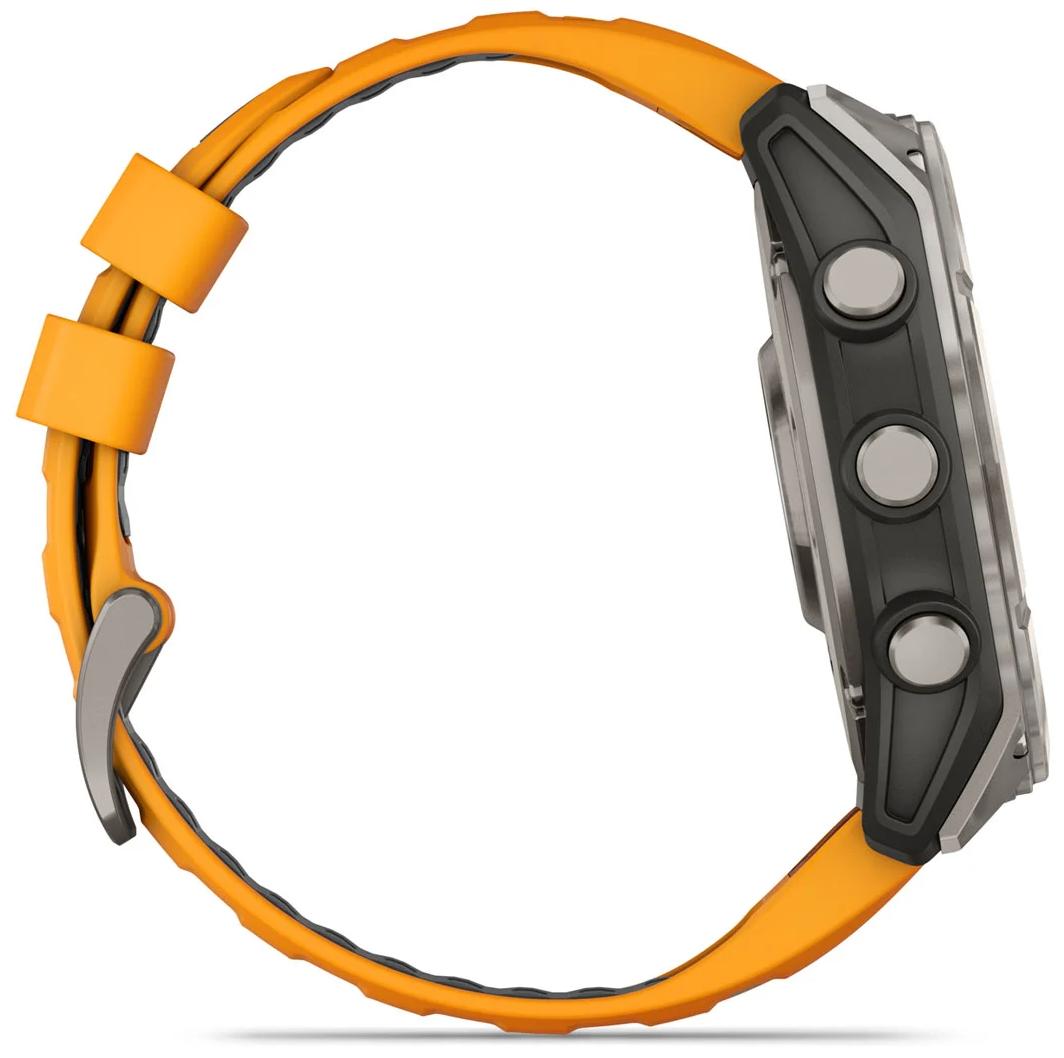 Умные часы Garmin Fenix 8 51 мм AMOLED, серебристый с оранжевым ремешком (010-02905-10)