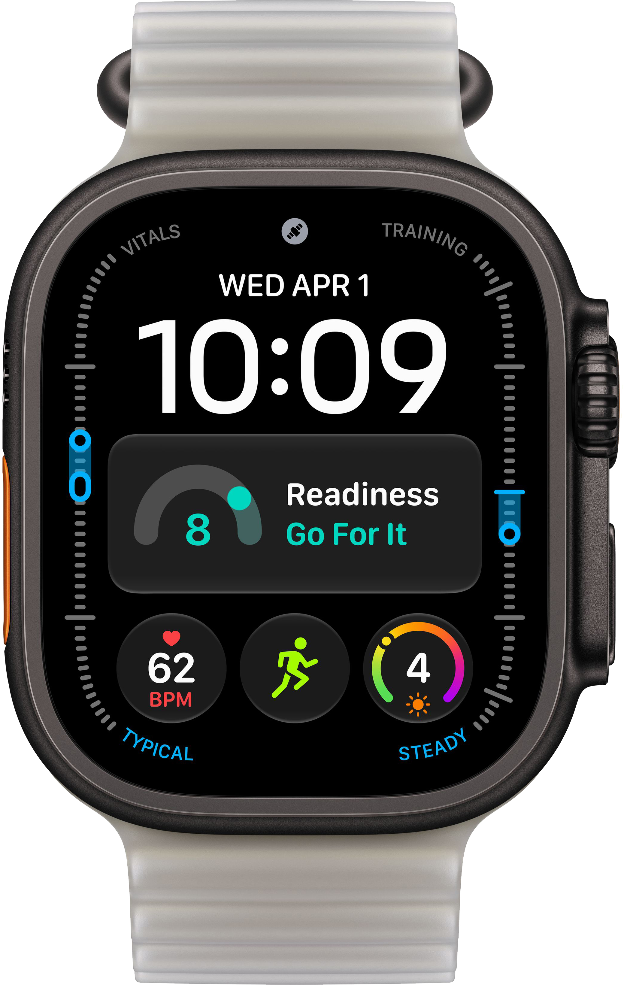 Apple Watch Ultra 4 (2026) 49mm Black Titanium Case with Translucent Gray Ocean Band