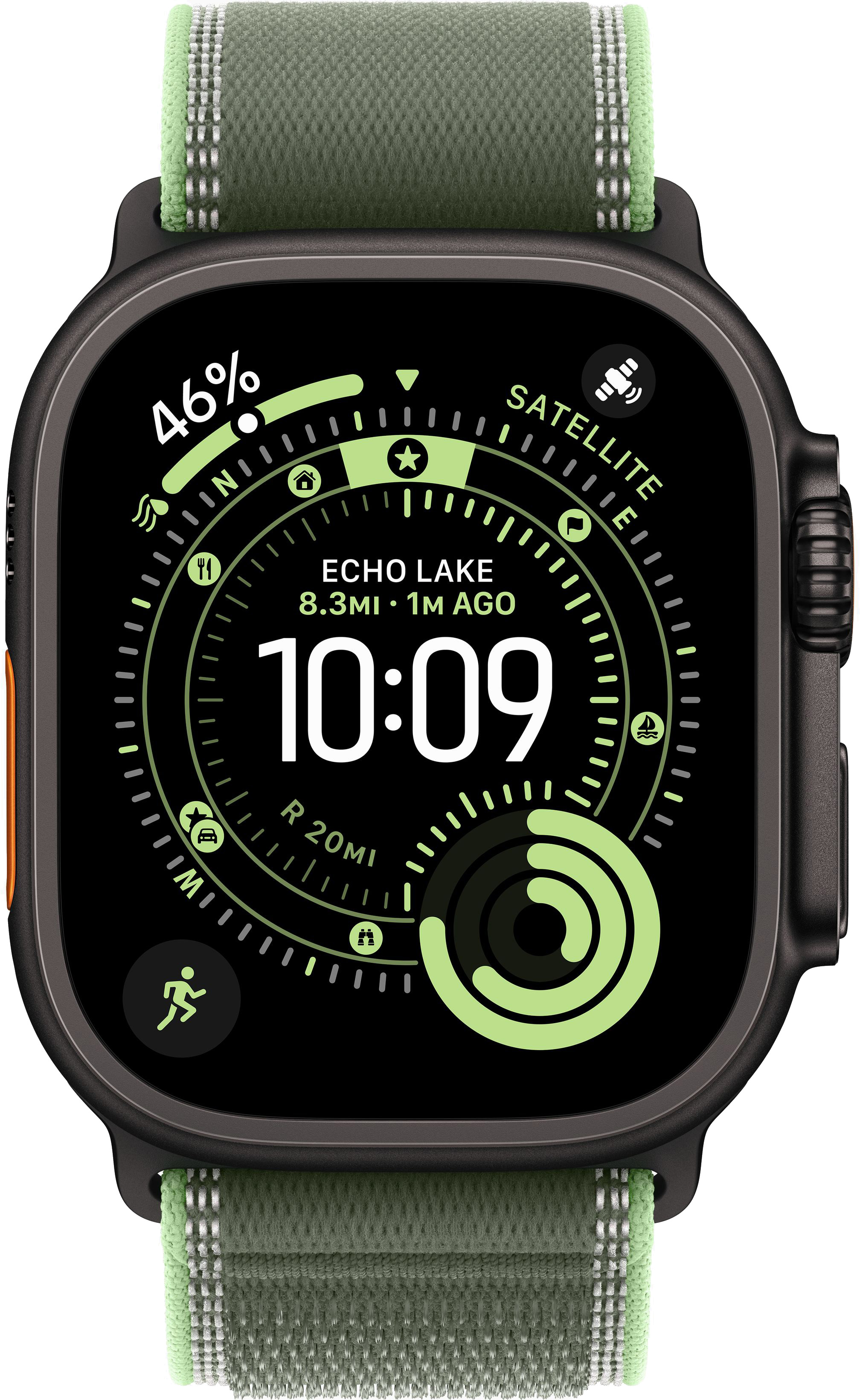Apple Watch Ultra 3 (2025) 49mm Black Titanium Case with Green/Neon Trail Loop (M/L)