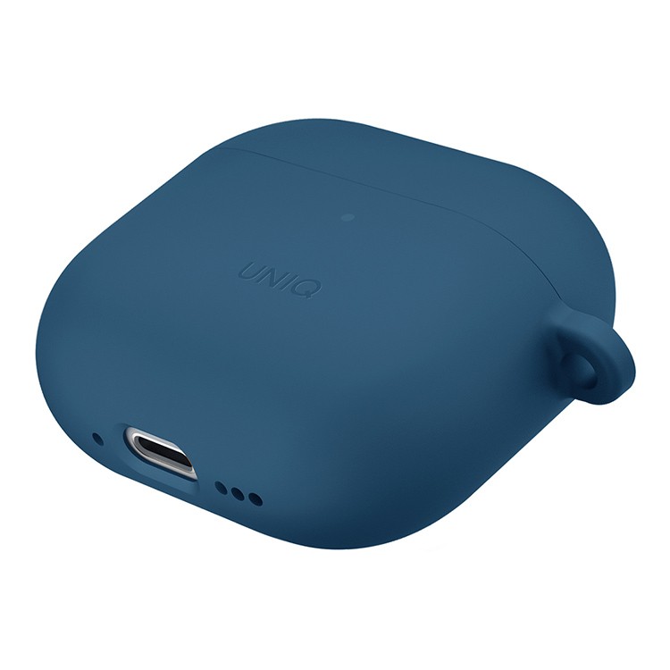 Чехол + карабин Uniq NEXO Liquid silicone для AirPods 4, синий (AIRPODS(2024)-NEXOPBLU)