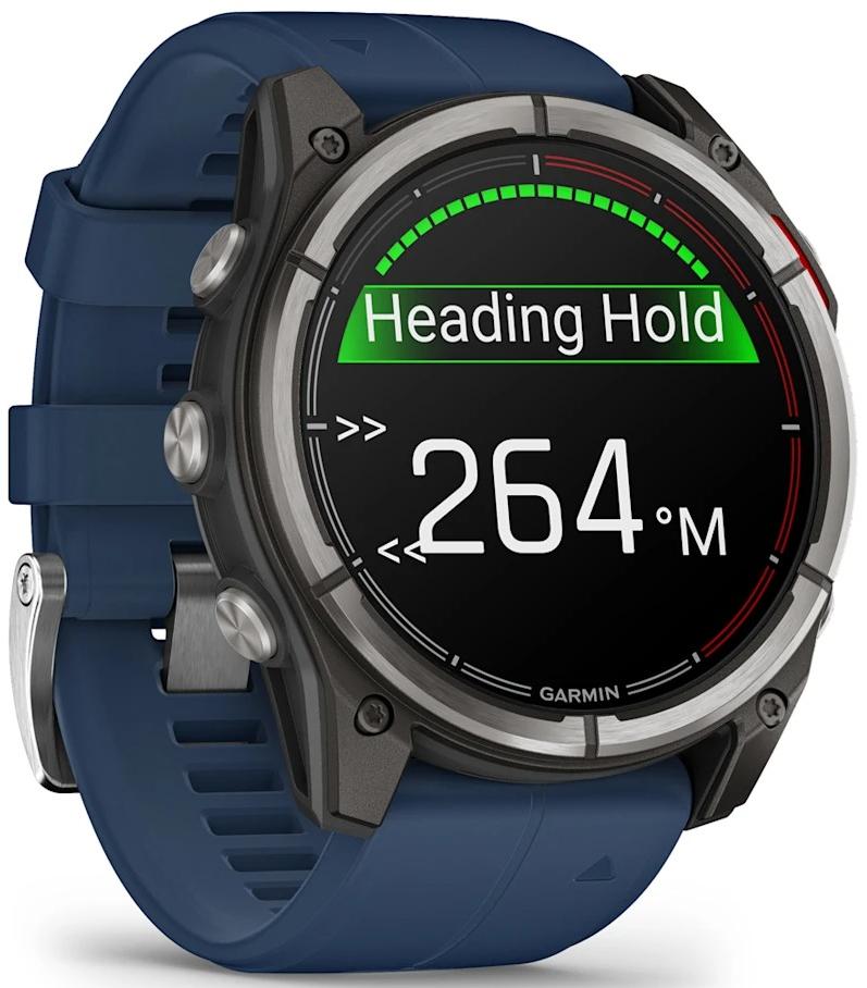 Смарт-часы Garmin Quatix 8 47mm AMOLED Sapphire, титановые с синим ремешком (010-02904-51)