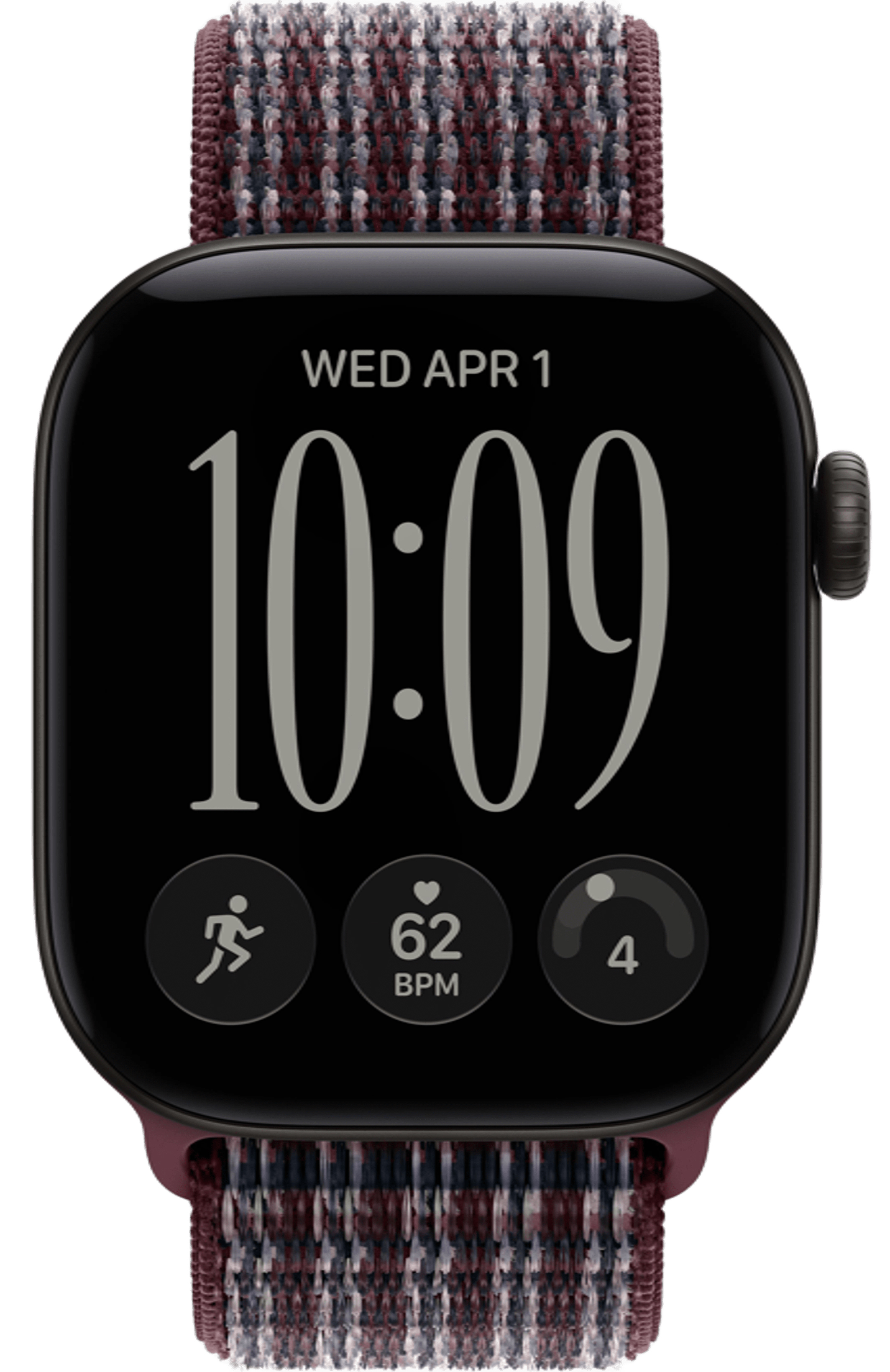 Apple Watch Series 12 42mm Black Aluminum Case with Sport Loop Burgundy Plaid