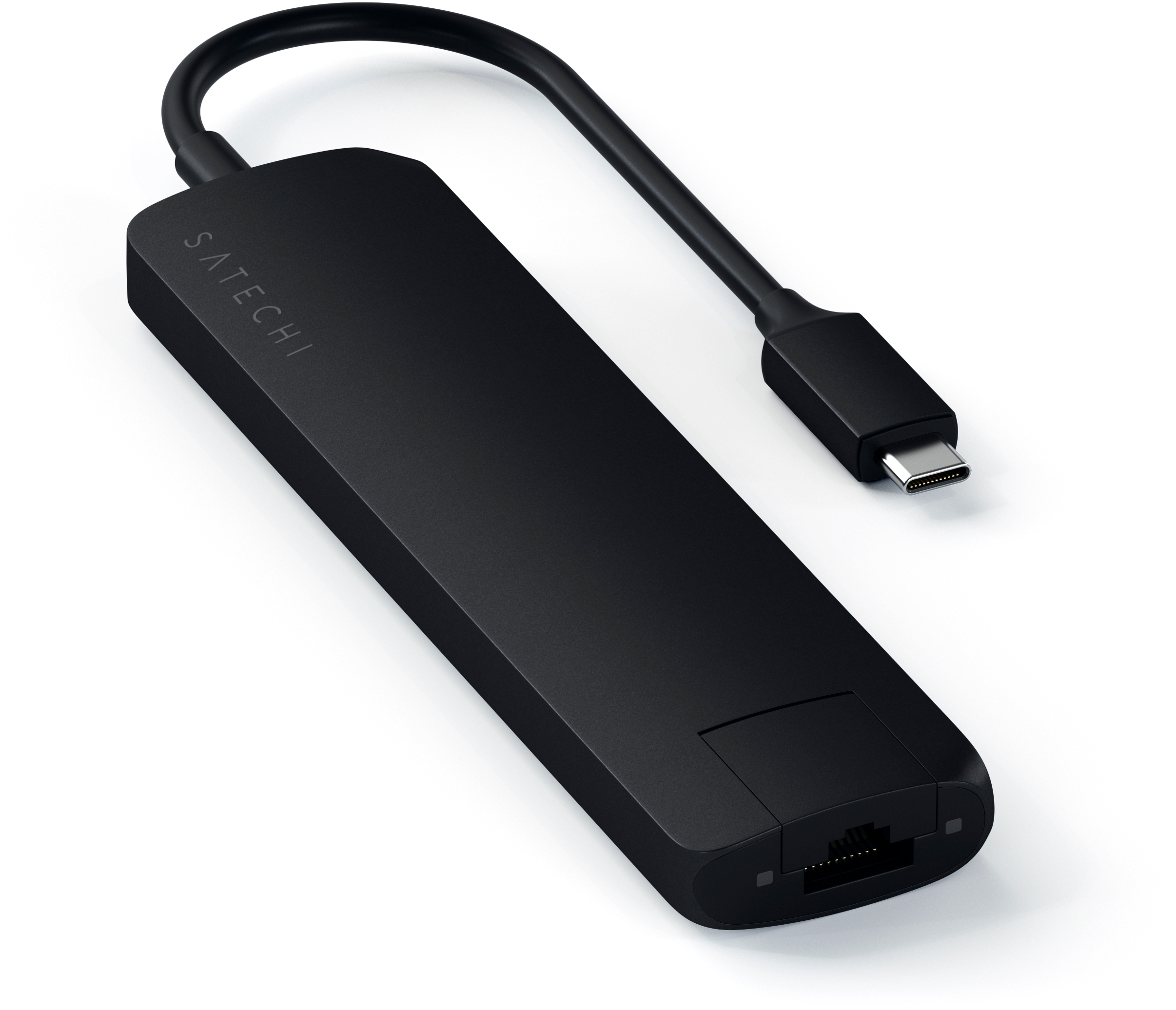 Адаптер Satechi USB-C Slim Multiport with Ethernet, черный (ST-UCSMA3K)