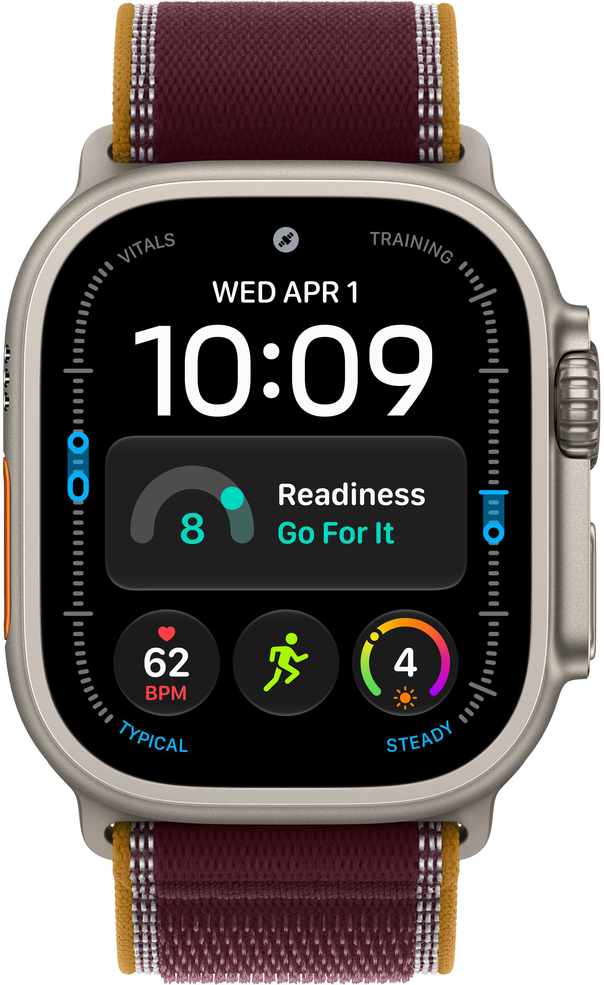 Apple Watch Ultra 4 (2026) 49mm Natural Titanium Case with Burgundy Trail Loop (S/M)
