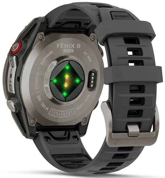 Смарт-часы Garmin Fenix 8 Pro 47 mm Amoled Sapphire Lens Titanium With Graphite/Black Silicone Band, серый (010-03198-11)