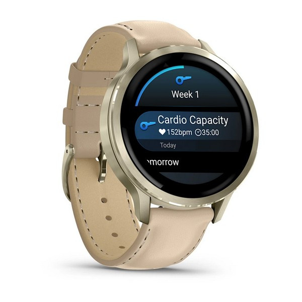 Garmin Venu 4 41mm Lunar Gold with Bone Silicone Band and Light Sand Leather Band (010-03013-03)