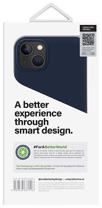 Чехол Uniq Lino для iPhone 14 Plus, синий IP6.7M(2022)-LINOBLU
