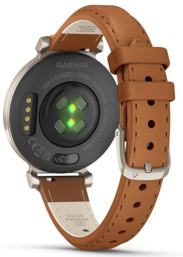 Умные часы Garmin Lily 2 Classic, кремово-золотистый и коричневый кожаный ремешок (010-02839-02)
