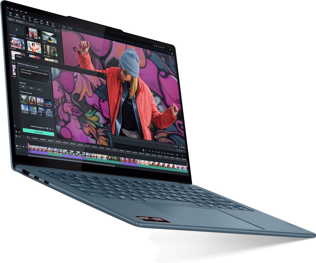 Ноутбук Lenovo Yoga Slim 7 14AKP10 14" (AMD Ryzen AI 5 340, AMD Radeon 840M) 16ГБ, 1ТБ, Win 11 Home, бирюзовый (83JY0009RK)