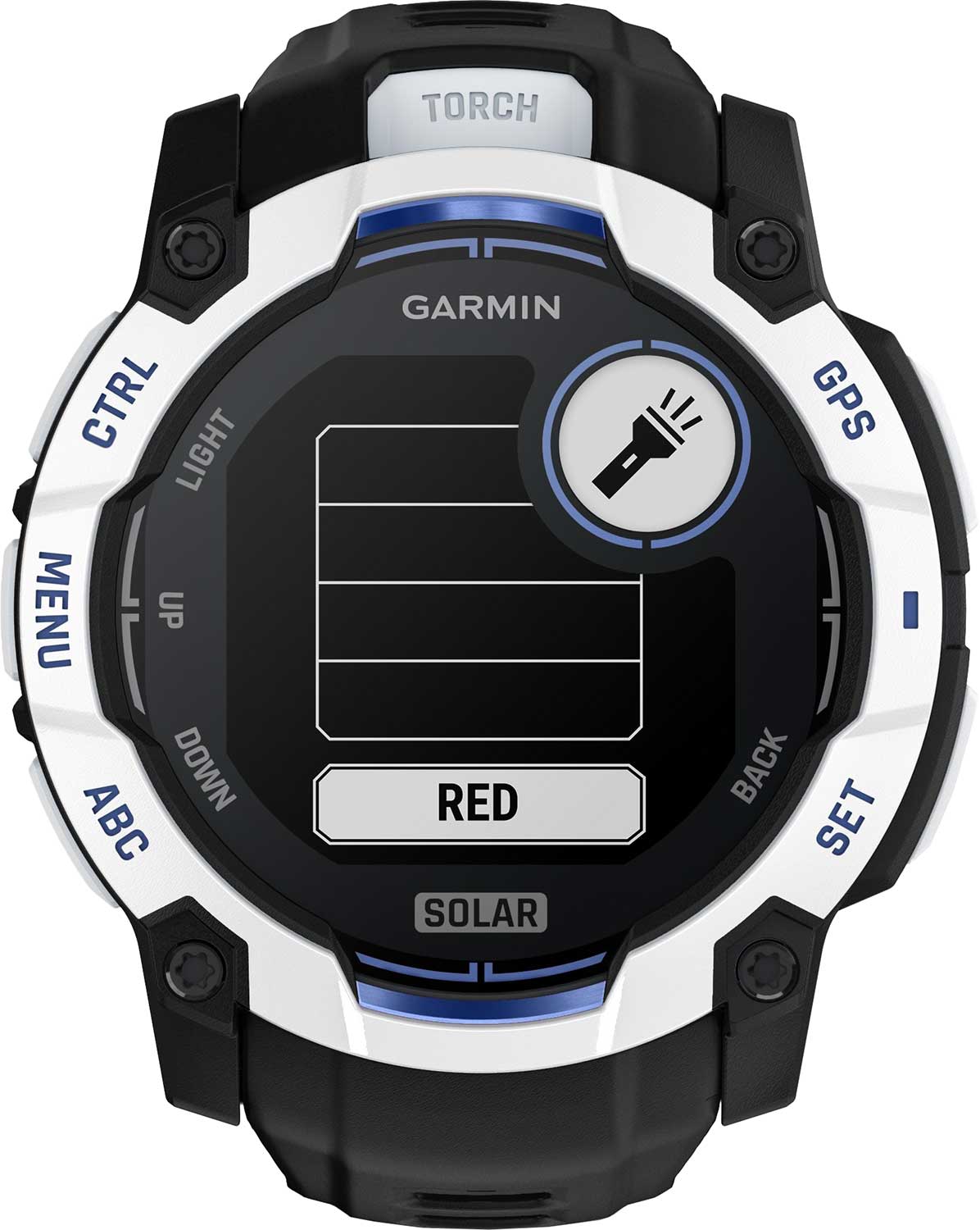 Garmin Instinct 3 50 mm Solar, Whitestone with Black/Bolt Blue Band (010-02935-03)