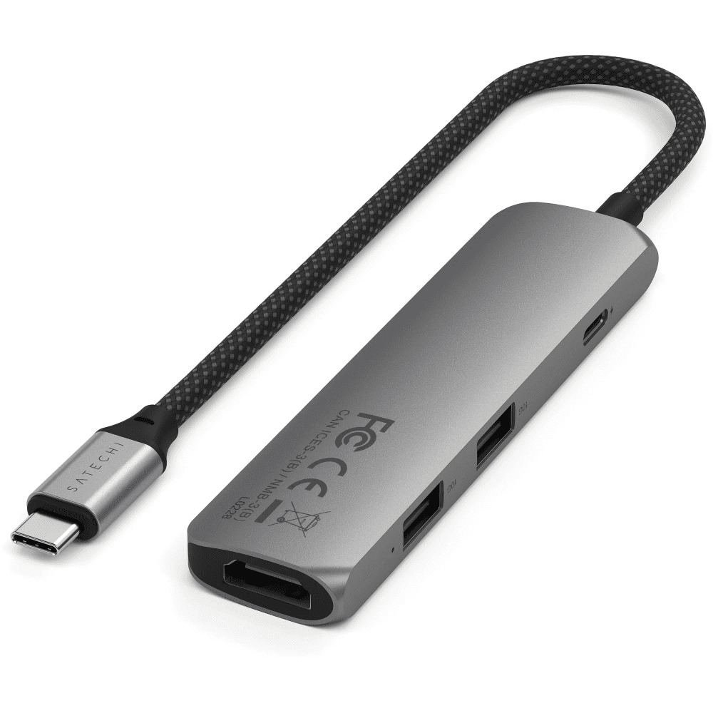 Satechi 4-in-1 USB-C Slim Multiport Adapter 4K, серый (ST-P4SM)