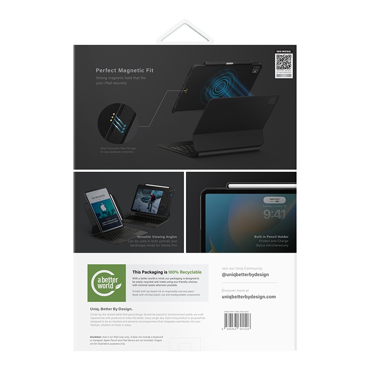 Чехол-накладка Uniq AXEL Sanp-easy Magnetic для iPad Pro 11 (2024), черный (PDP11(M4)-AXELBLK)