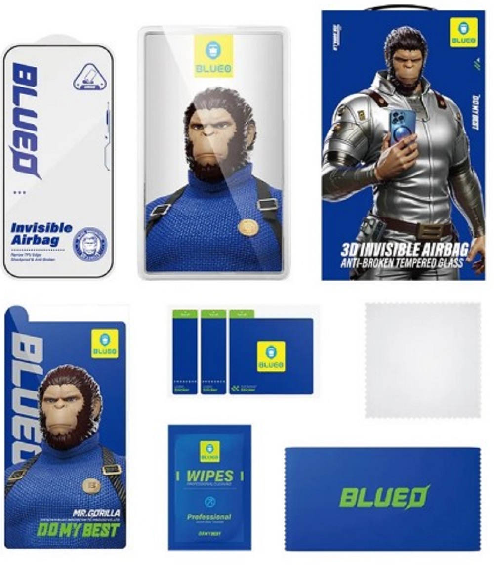 Защитное стекло BlueO 3D Invisible Airbag для iPhone 16 Pro/17/17 Pro (INVISIBLE-6.3)