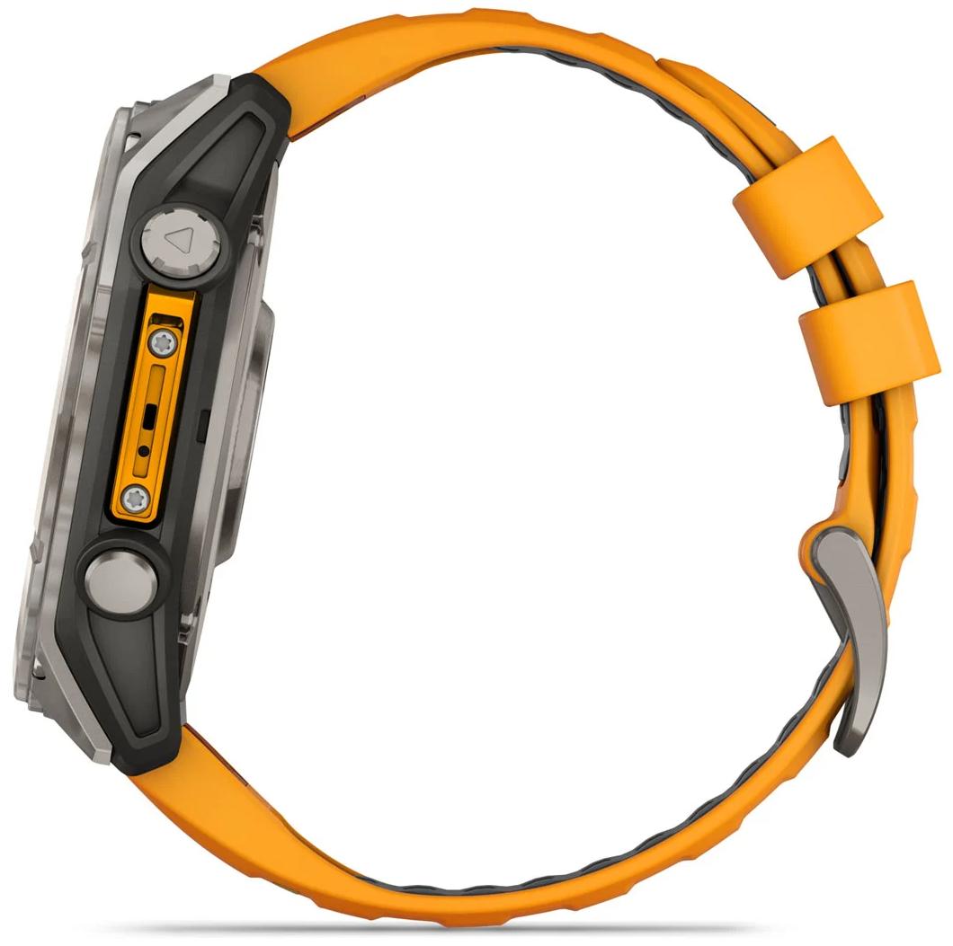 Умные часы Garmin Fenix 8 51 мм AMOLED, серебристый с оранжевым ремешком (010-02905-10)