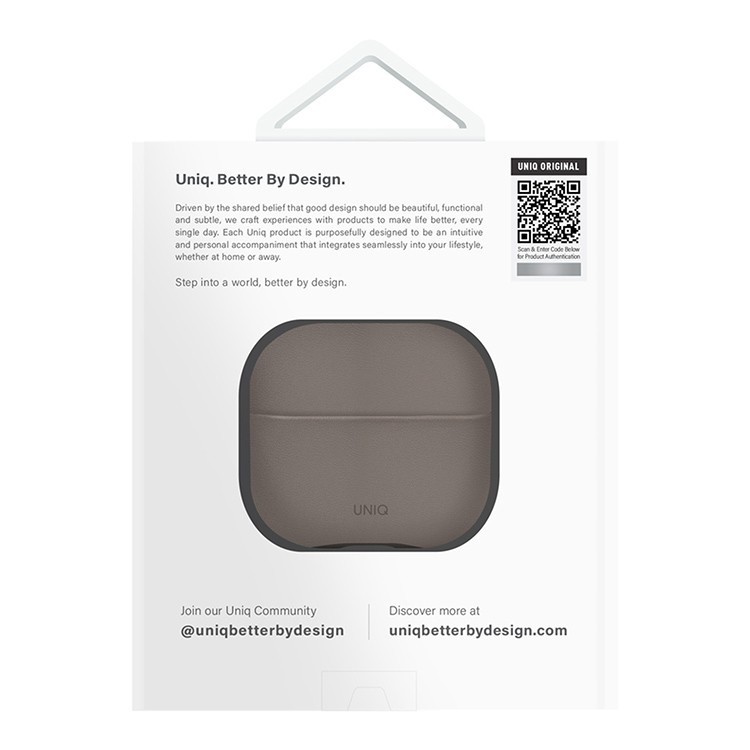 Uniq Lyden Leatherette with handstrap для Airpods 4, Gray (AIRPODS(2024)-LYDGRY)