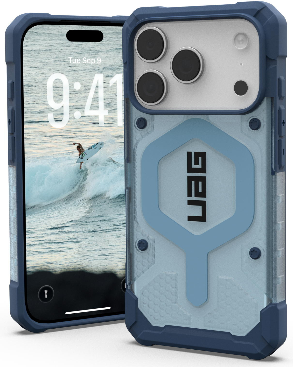 UAG Pathfinder Clear с MagSafe для iPhone 17 Pro Max, прозрачно/голубой (Active Blues Lanyard) 1145521BV03