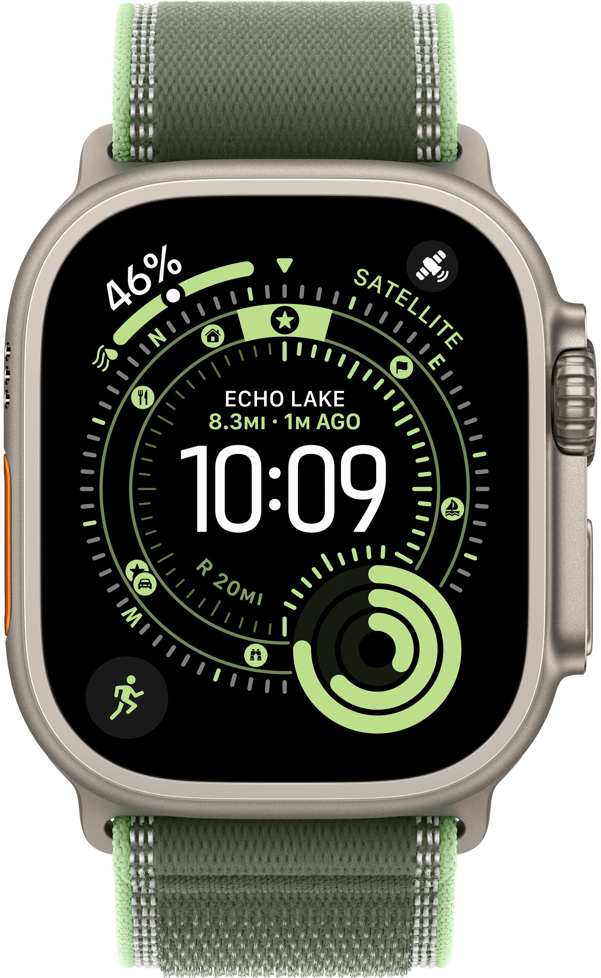 Apple Watch Ultra 3 (2025) 49mm Natural Titanium Case with Green/Neon Trail Loop (M/L)