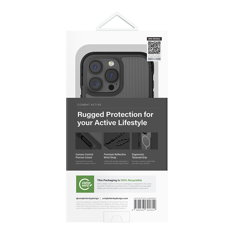 Чехол Uniq Combat Active с MagSafe для iPhone 16 Pro, Charcoal Black (IP6.3P(2024)-COMAMCBLK)